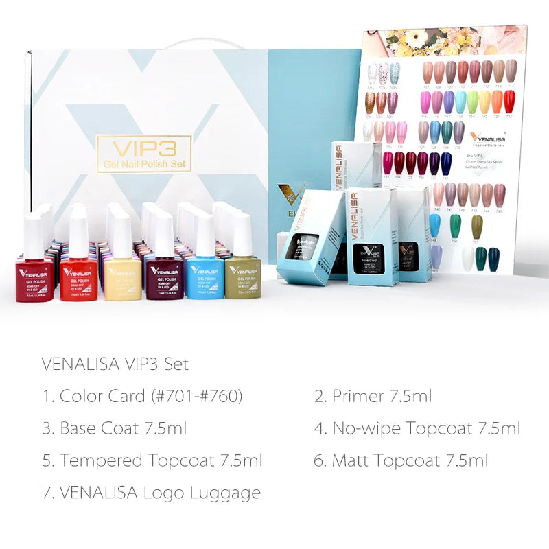 New Fashion Color Venalisa Gel Polish Kit VIP4 HEMA TPO FREE Enamel Vernish For Nail Art Design Whole Set Nail Gel Learner Kit