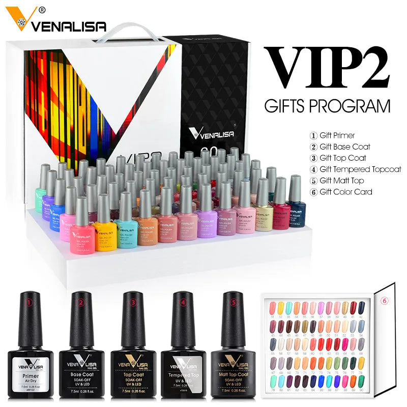 New Fashion Color Venalisa Gel Polish Kit VIP4 HEMA TPO FREE Enamel Vernish For Nail Art Design Whole Set Nail Gel Learner Kit