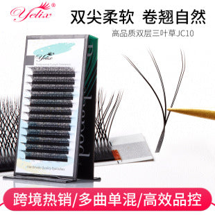 Cross-border European and American Eyelash 3D Dense Row False Eyelash Natural Curl Thick Flowering Clover Eyelash Shop Grafting Eyelash