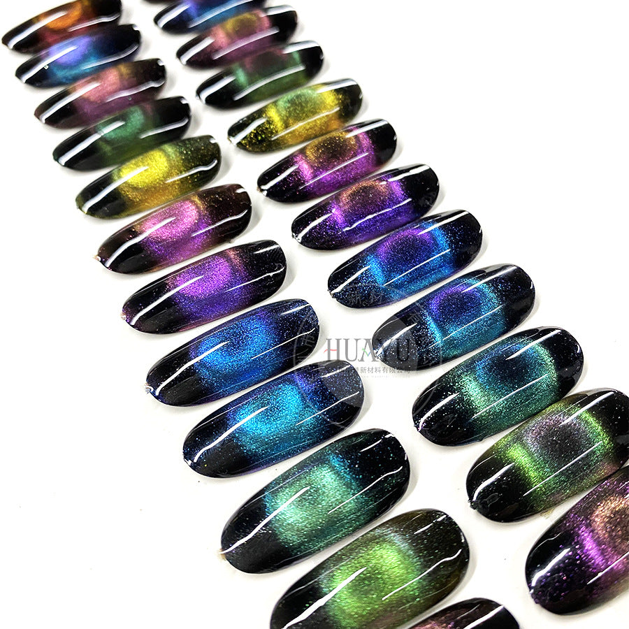 Cross-Border Popular Cat Eye Nail Polish Magnetic Powder Optical Chameleon Magnetic Powder Gradient Color 3D Cat Eye Powder Mirror Magnetic Powder
