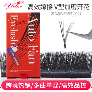 Cross-border European and American Eyelash 3D Dense Row False Eyelash Natural Curl Thick Flowering Clover Eyelash Shop Grafting Eyelash