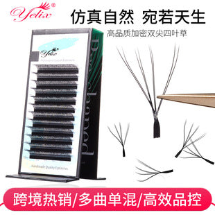 Cross-border European and American Eyelash 3D Dense Row False Eyelash Natural Curl Thick Flowering Clover Eyelash Shop Grafting Eyelash