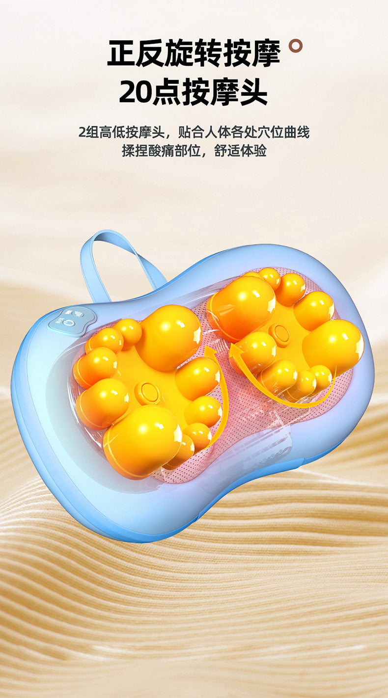 Multifunctional cervical massager neck and shoulder massage pillow home wireless portable kneading hot compress massager