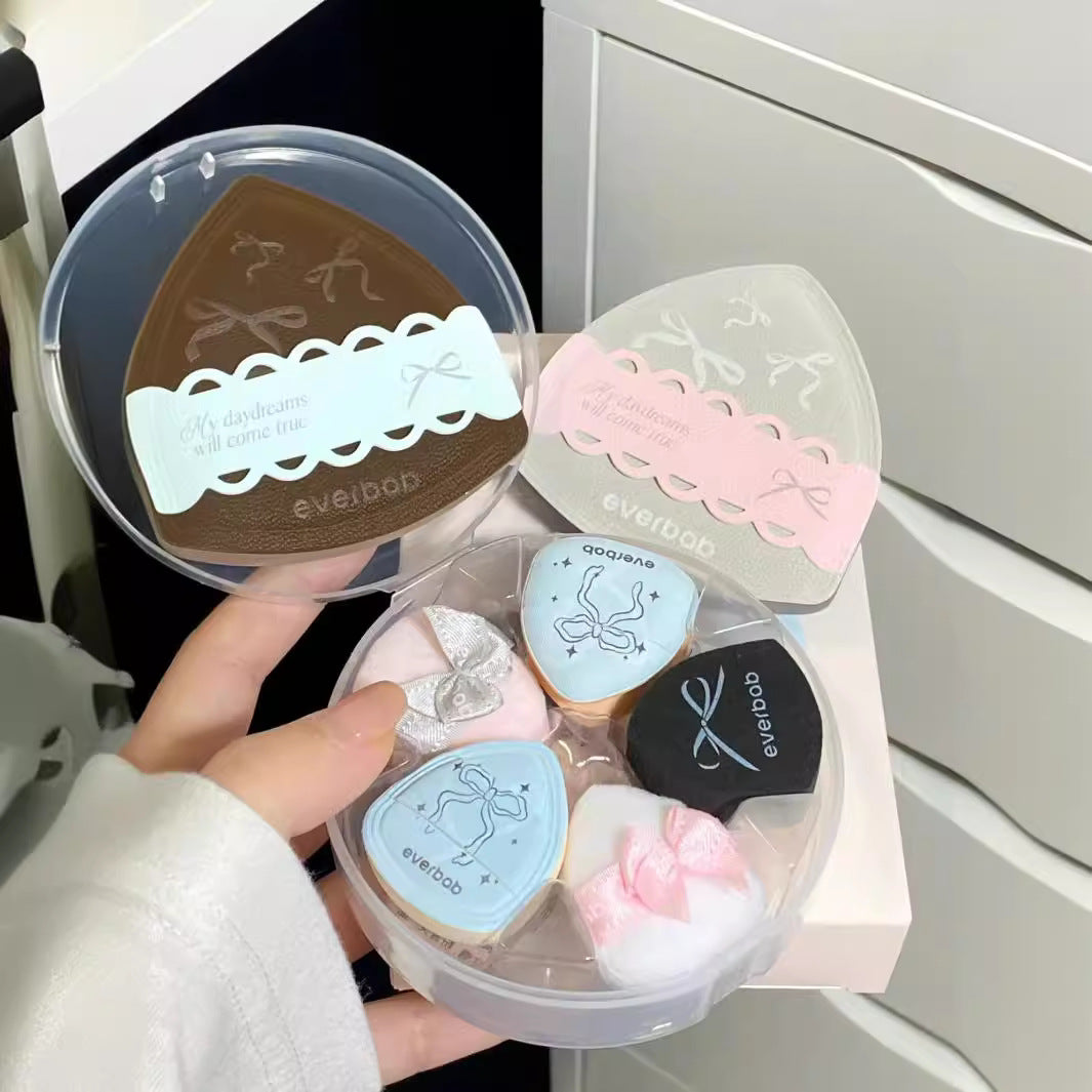 everbab Aibella Bow Milk Leather Air Cushion Powder Puff Mini Finger Powder Foundation Powder Blush