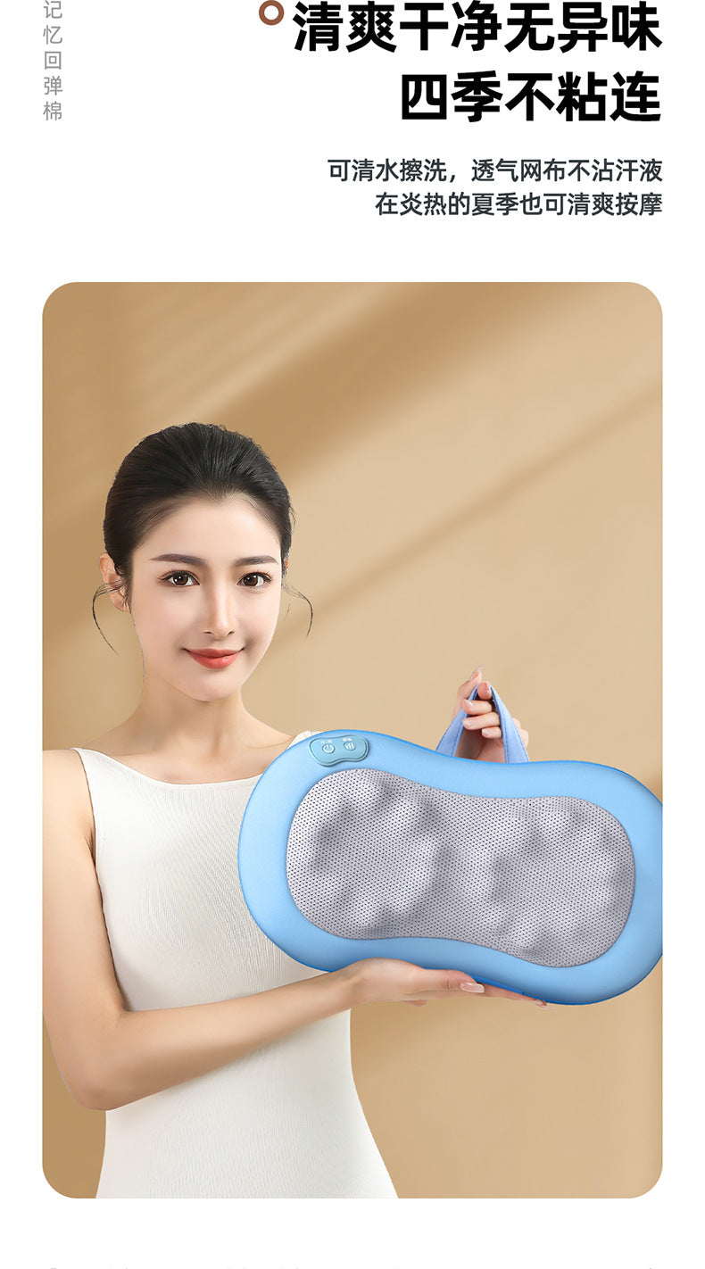Multifunctional cervical massager neck and shoulder massage pillow home wireless portable kneading hot compress massager