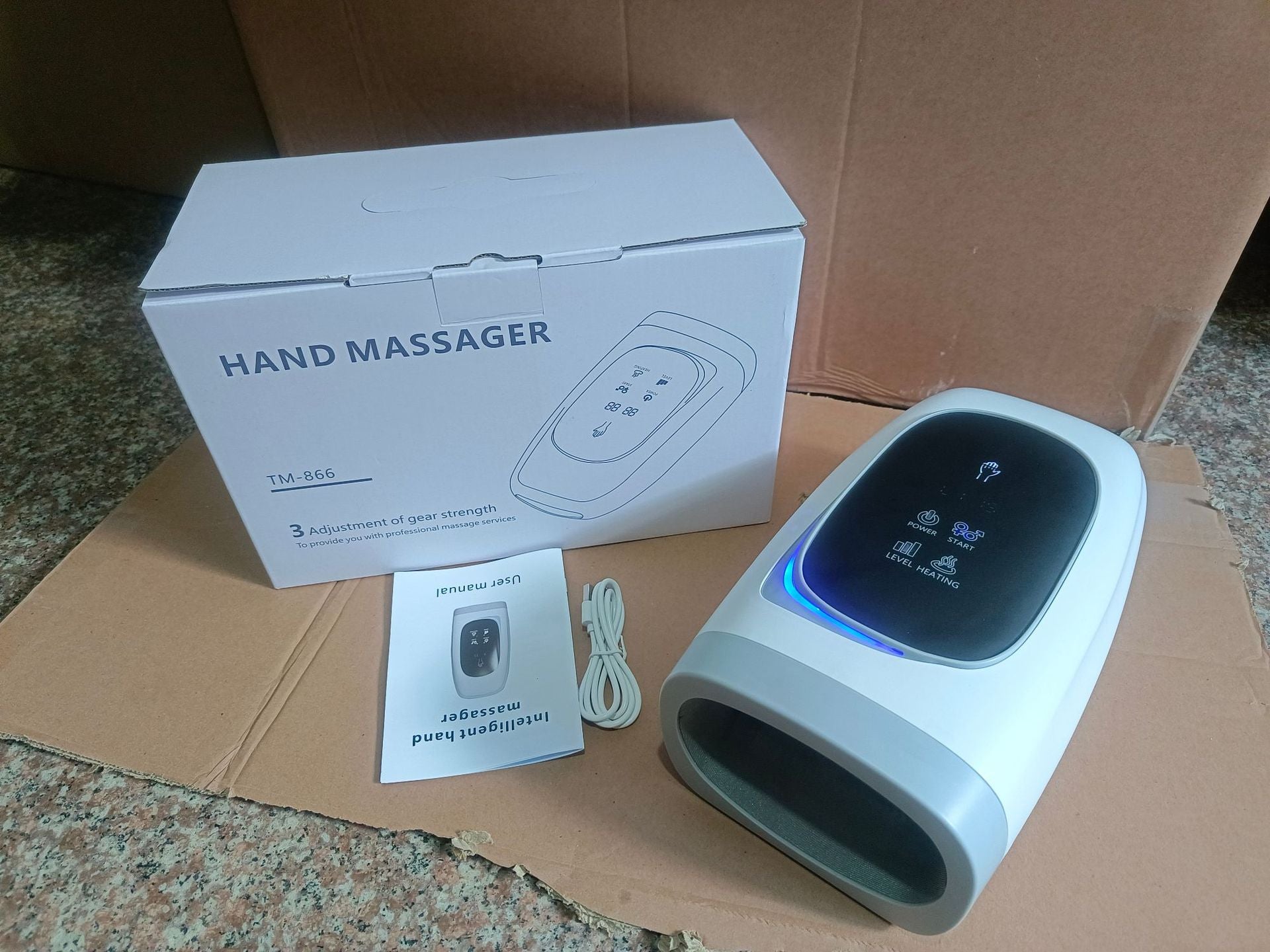 Cross-Border Electric Hand Massager Air Bag Hot Compress Kneading Palm Finger Hand Joint Acupoint Physiotherapy Massager