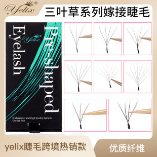 Cross-border European and American Eyelash 3D Dense Row False Eyelash Natural Curl Thick Flowering Clover Eyelash Shop Grafting Eyelash