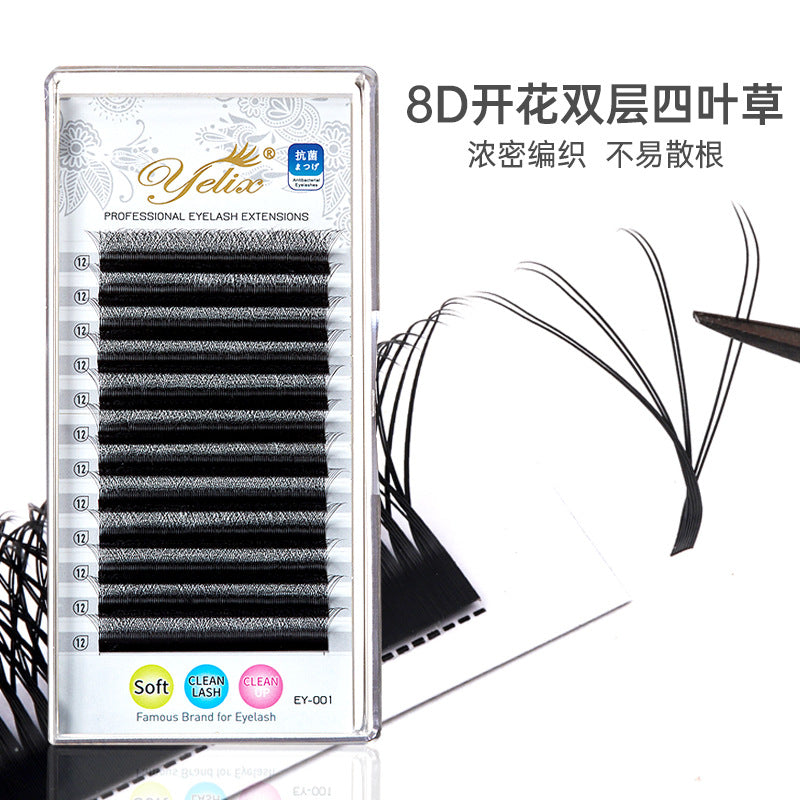 Cross-border European and American Eyelash 3D Dense Row False Eyelash Natural Curl Thick Flowering Clover Eyelash Shop Grafting Eyelash