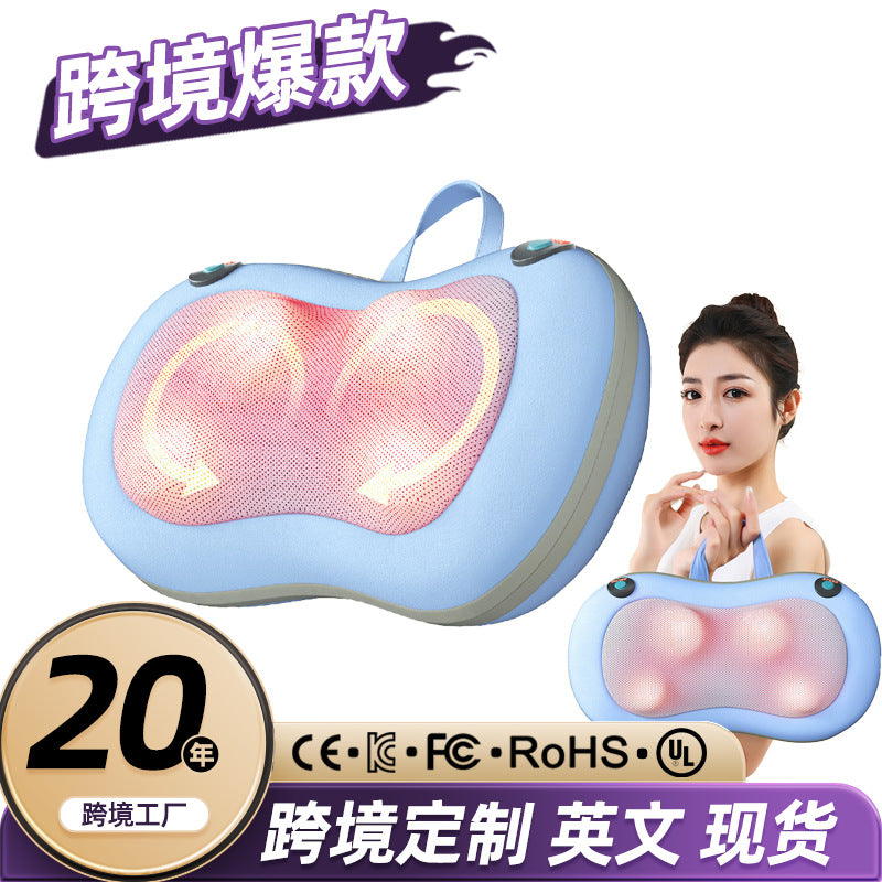 Multifunctional cervical massager neck and shoulder massage pillow home wireless portable kneading hot compress massager