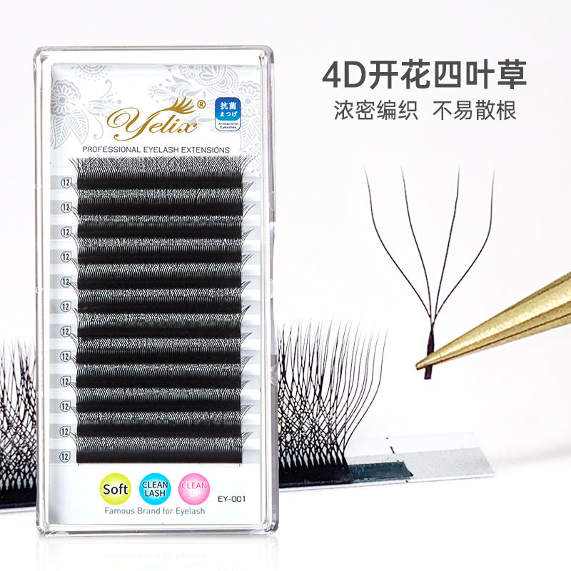 Cross-border European and American Eyelash 3D Dense Row False Eyelash Natural Curl Thick Flowering Clover Eyelash Shop Grafting Eyelash