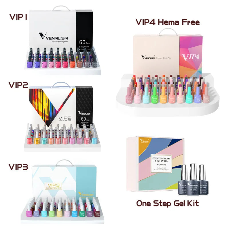 New Fashion Color Venalisa Gel Polish Kit VIP4 HEMA TPO FREE Enamel Vernish For Nail Art Design Whole Set Nail Gel Learner Kit