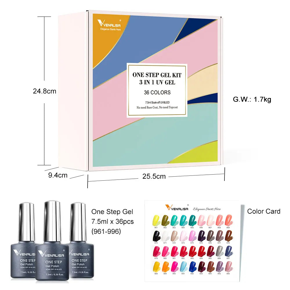 New Fashion Color Venalisa Gel Polish Kit VIP4 HEMA TPO FREE Enamel Vernish For Nail Art Design Whole Set Nail Gel Learner Kit
