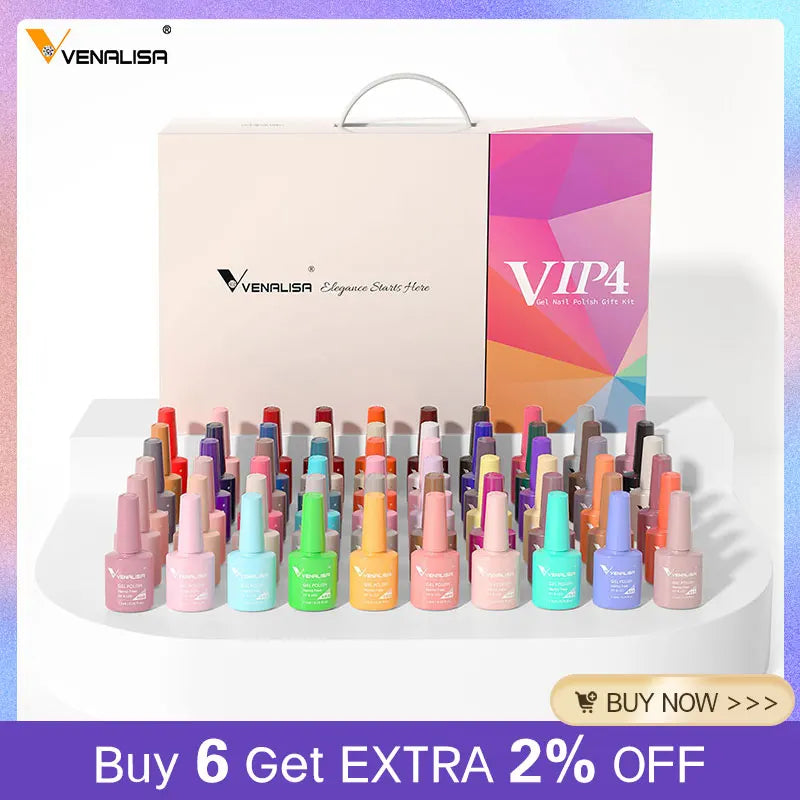 New Fashion Color Venalisa Gel Polish Kit VIP4 HEMA TPO FREE Enamel Vernish For Nail Art Design Whole Set Nail Gel Learner Kit