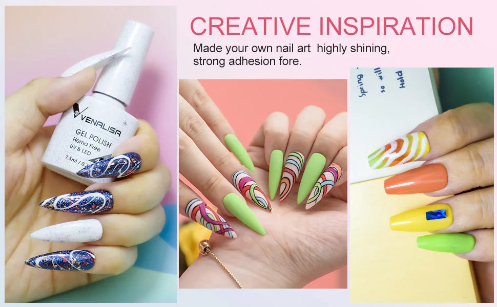 New Fashion Color Venalisa Gel Polish Kit VIP4 HEMA TPO FREE Enamel Vernish For Nail Art Design Whole Set Nail Gel Learner Kit