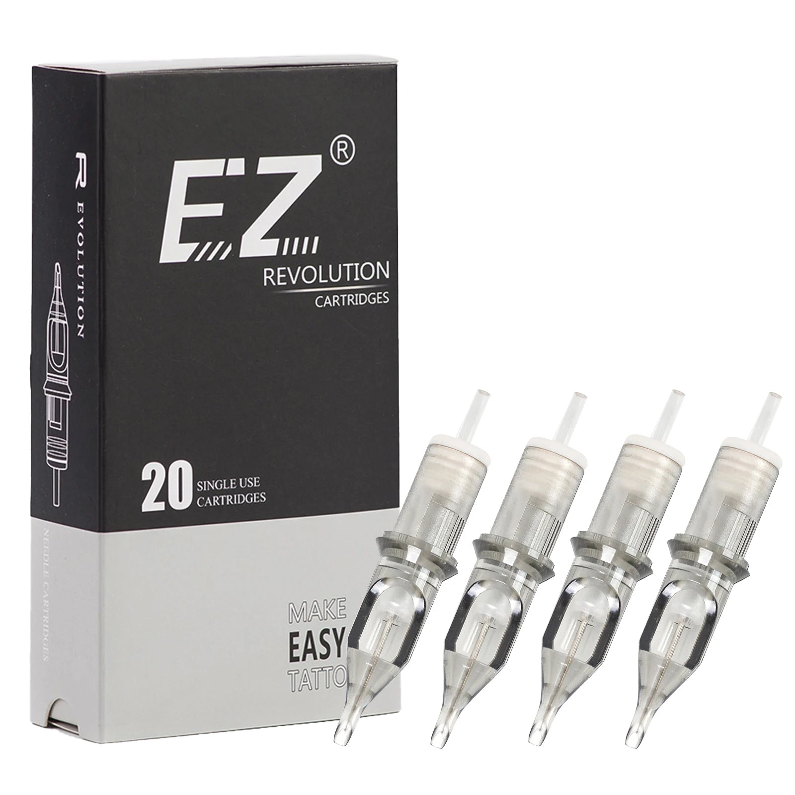 EZ Revolution Tattoo Cartridge Needle Round Liner (RL)  #12 (0.35 MM) #10 (0.30 ) Long Taper Rotary Machine Supply 20 Pcs/Box