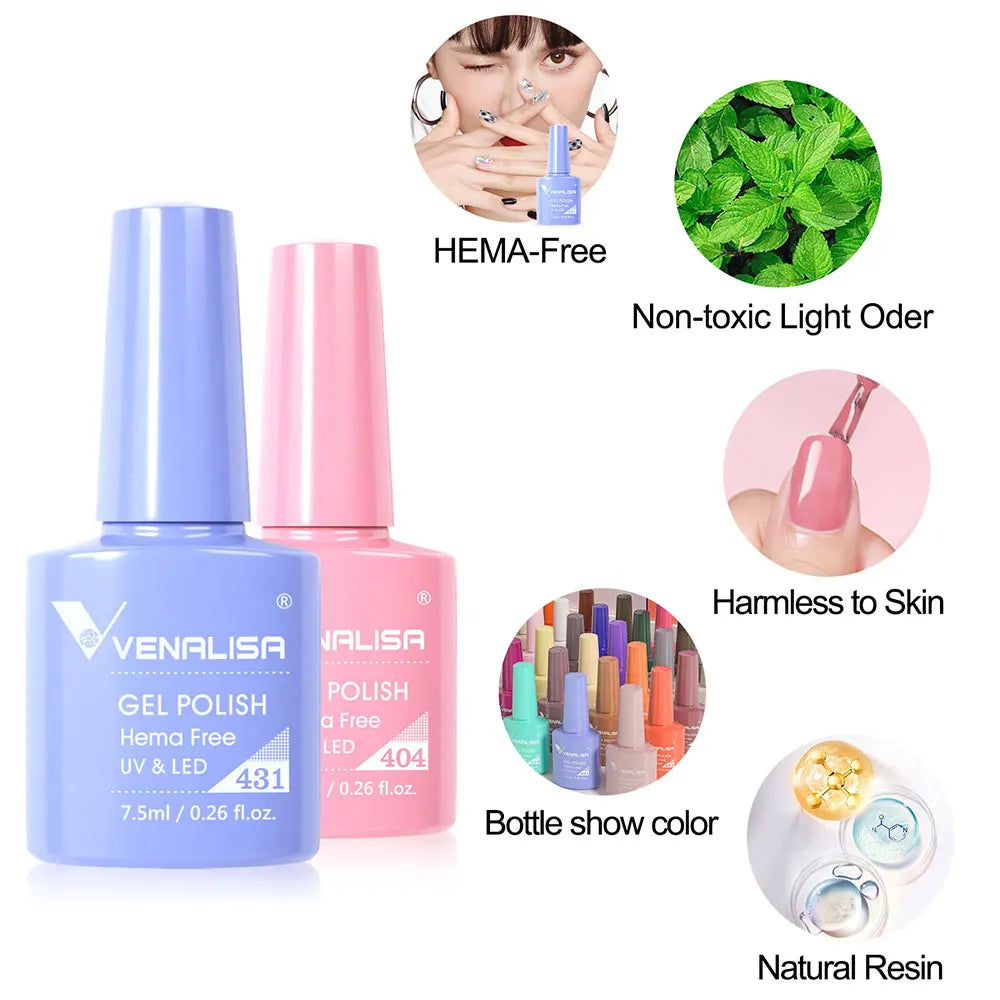 New Fashion Color Venalisa Gel Polish Kit VIP4 HEMA TPO FREE Enamel Vernish For Nail Art Design Whole Set Nail Gel Learner Kit