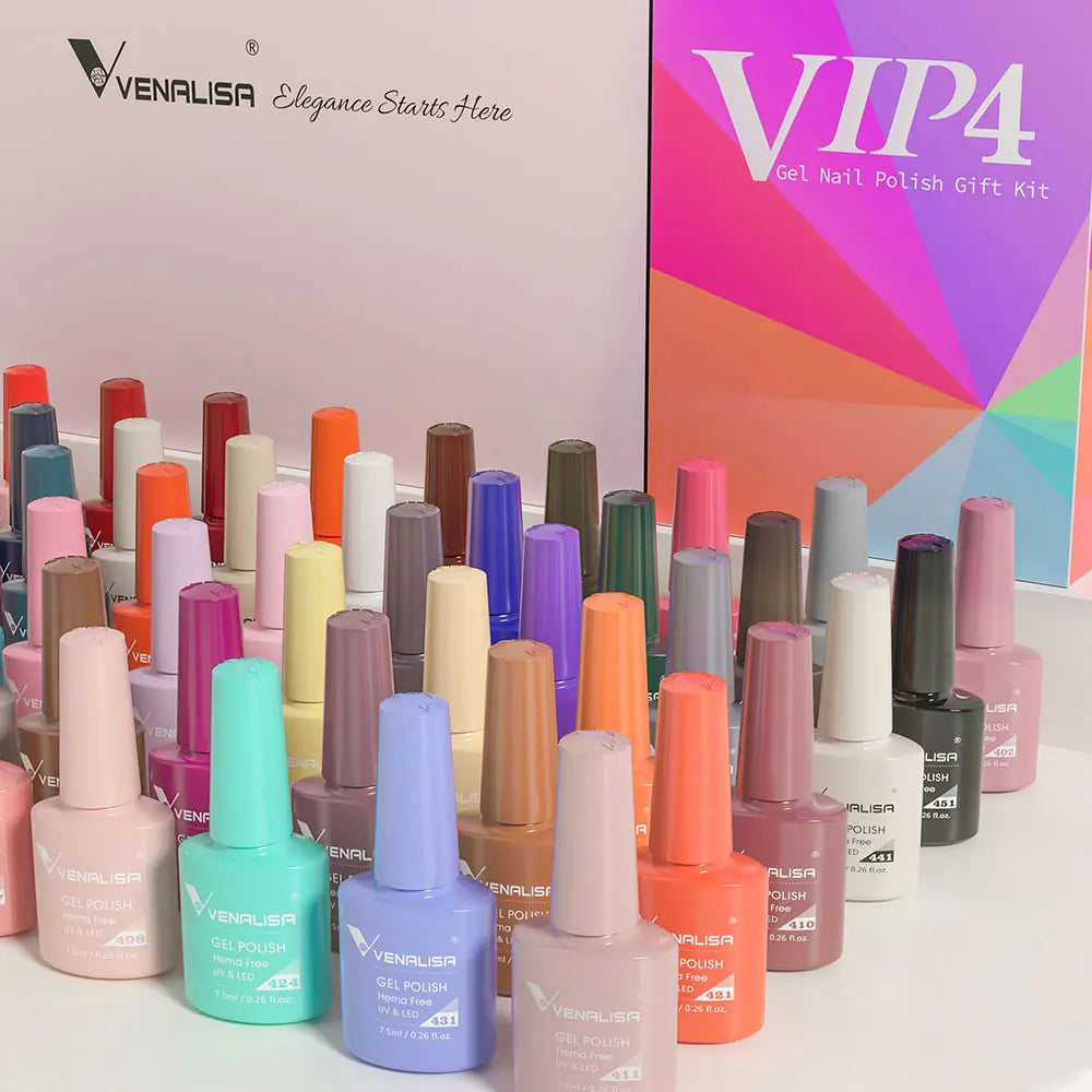 New Fashion Color Venalisa Gel Polish Kit VIP4 HEMA TPO FREE Enamel Vernish For Nail Art Design Whole Set Nail Gel Learner Kit