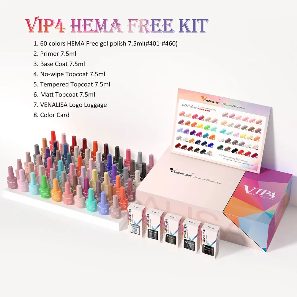 New Fashion Color Venalisa Gel Polish Kit VIP4 HEMA TPO FREE Enamel Vernish For Nail Art Design Whole Set Nail Gel Learner Kit